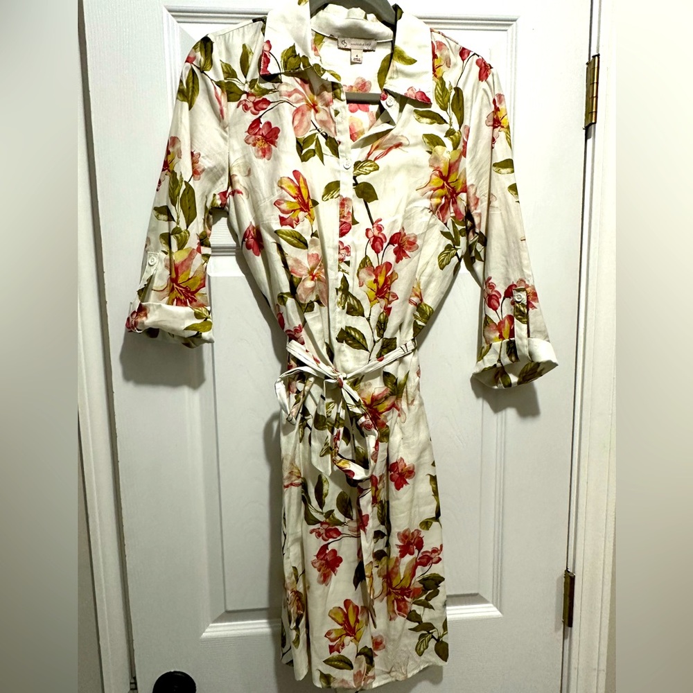 Floral Dress with Tie Waste